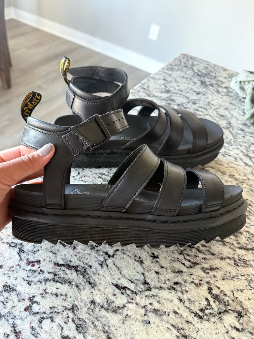 Dr. Martens Black Strappy Platform Fisherman Sandals